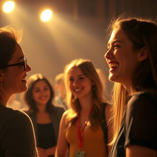 Un groupe d'étudiants souriants lors d'un atelier de théâtre à l'Académie Lumière.